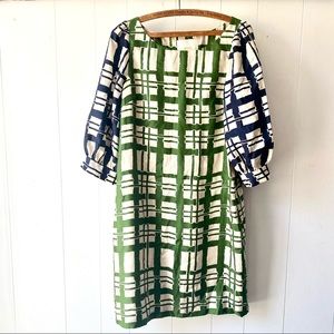 Maeve Broken Blocks Silk Plaid Dress Size 10
